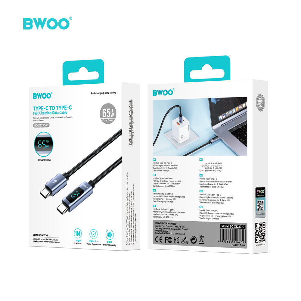 BWOO - Cable Type-C to Type-C 65W (1M)