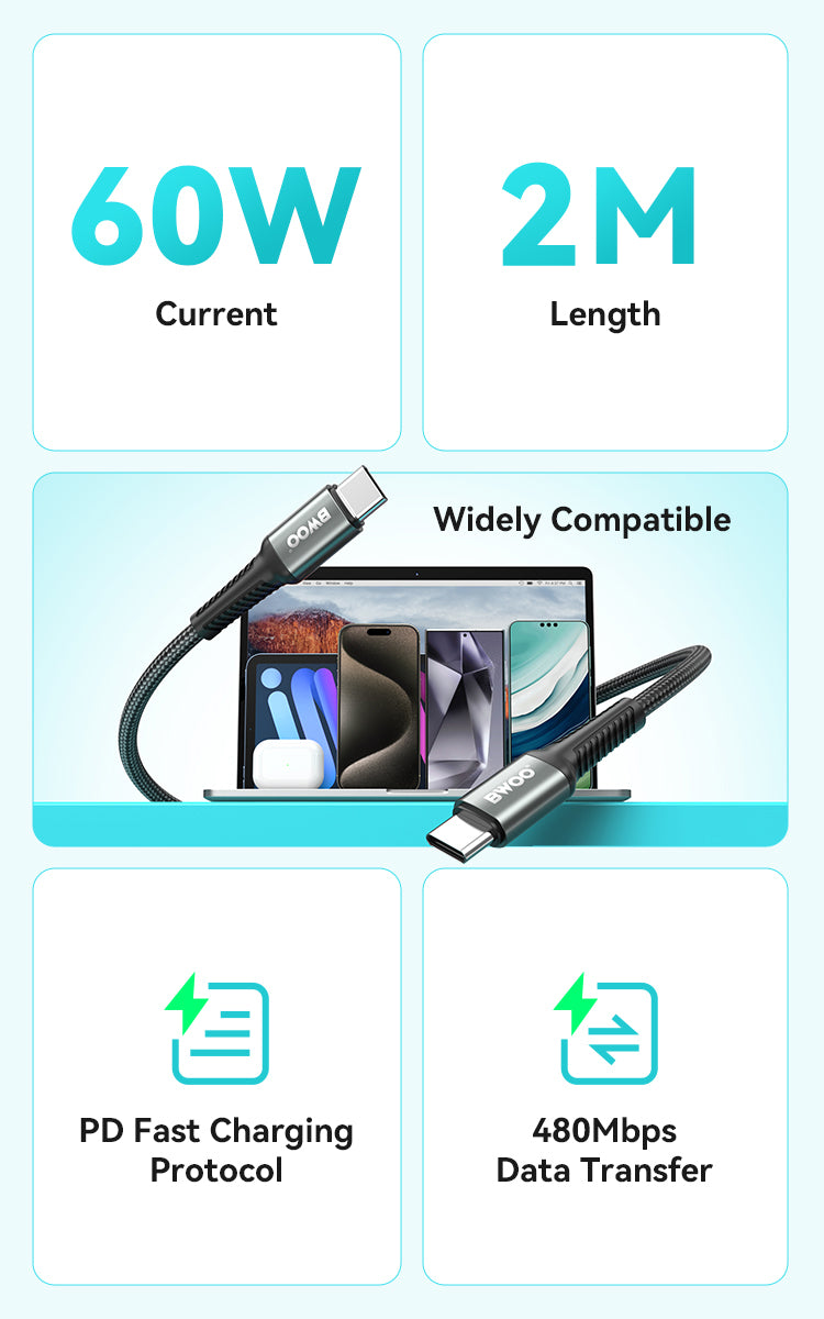 BWOO - Cable Type C to Type C 60W (1M)