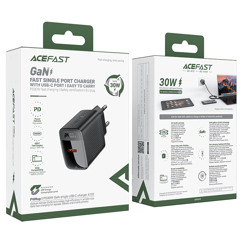 A102 PD30W GaN single  USB-C charger (EU)