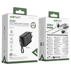 A110 PD30W GaN charger  (USB-C+USB-C) with  retractable cable (EU)