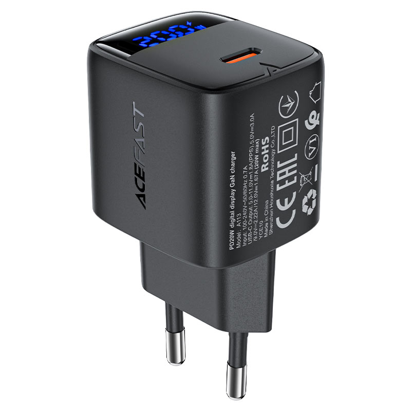 A113 PD20W GaN charger  USB-C with digital display  (EU)