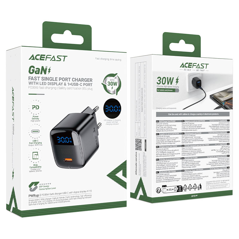 A113 PD20W GaN charger  USB-C with digital display  (EU)