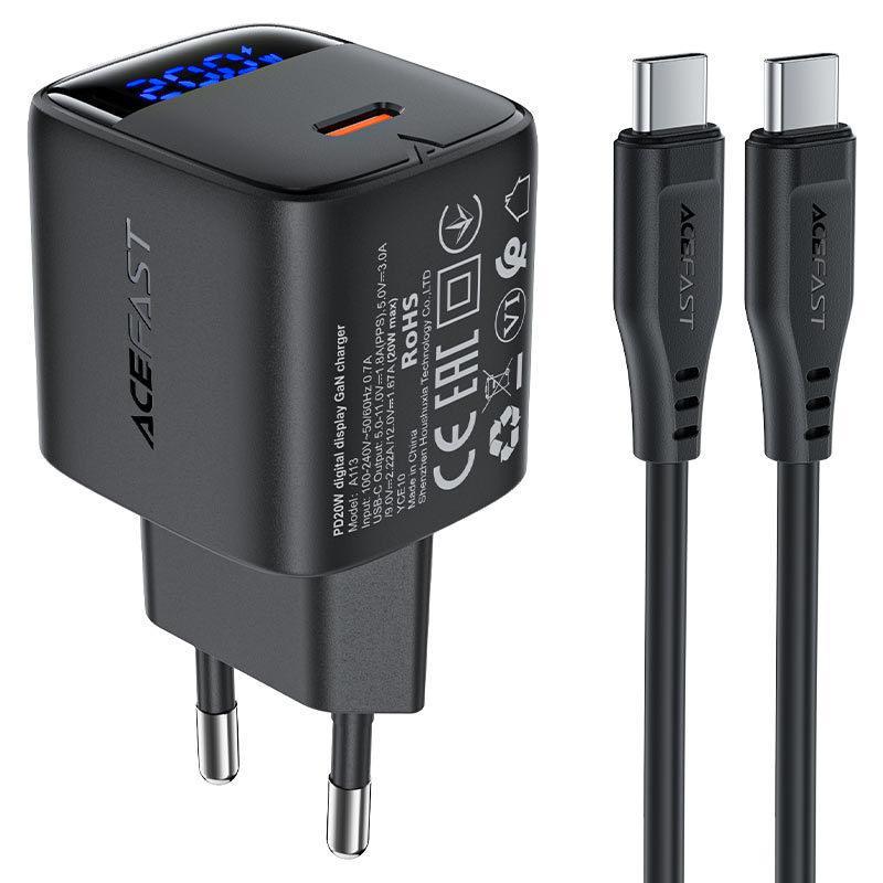 A113 PD20W GaN charger  USB-C with digital display  (EU)