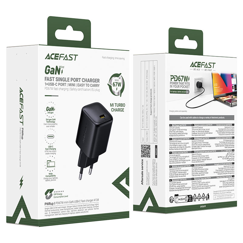 A134 PD67W mini GaN  USB-C fast charger (EU)