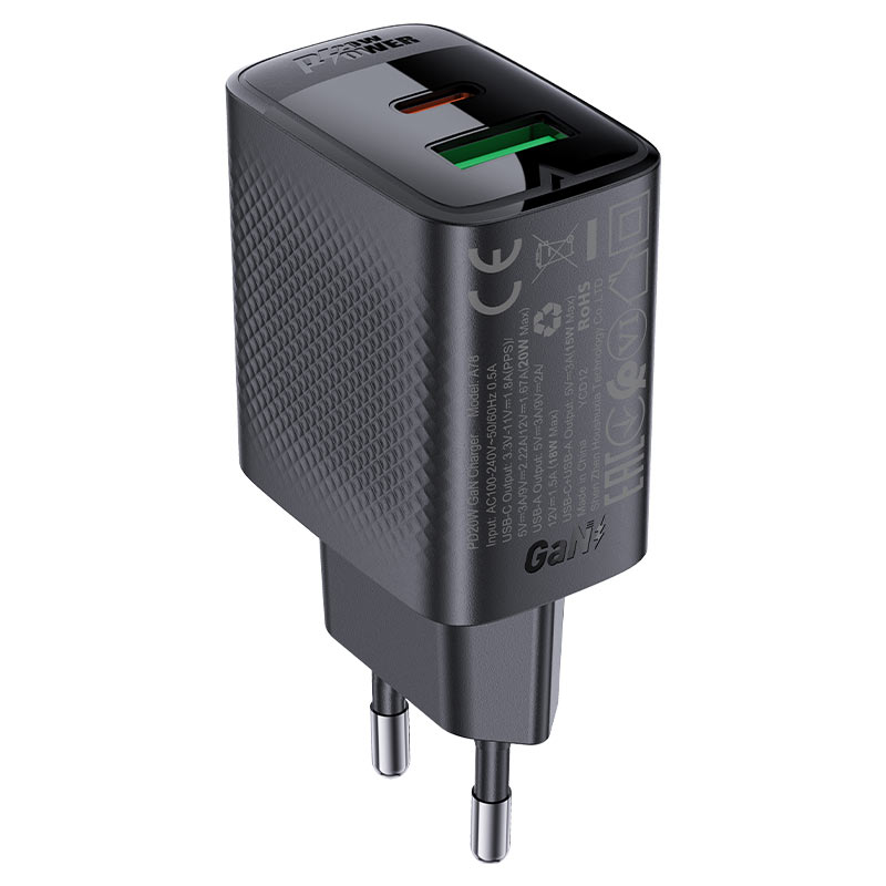 A78 PD20W GaN (USB A+USB-C) charger (EU)