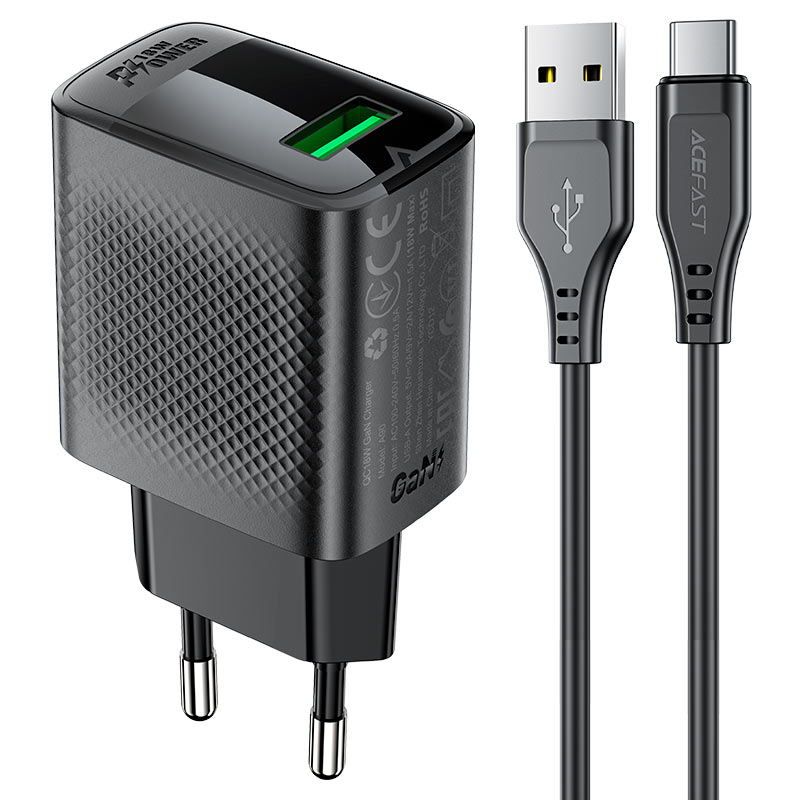 A90 QC18W GaN single  USB-A charger (EU)