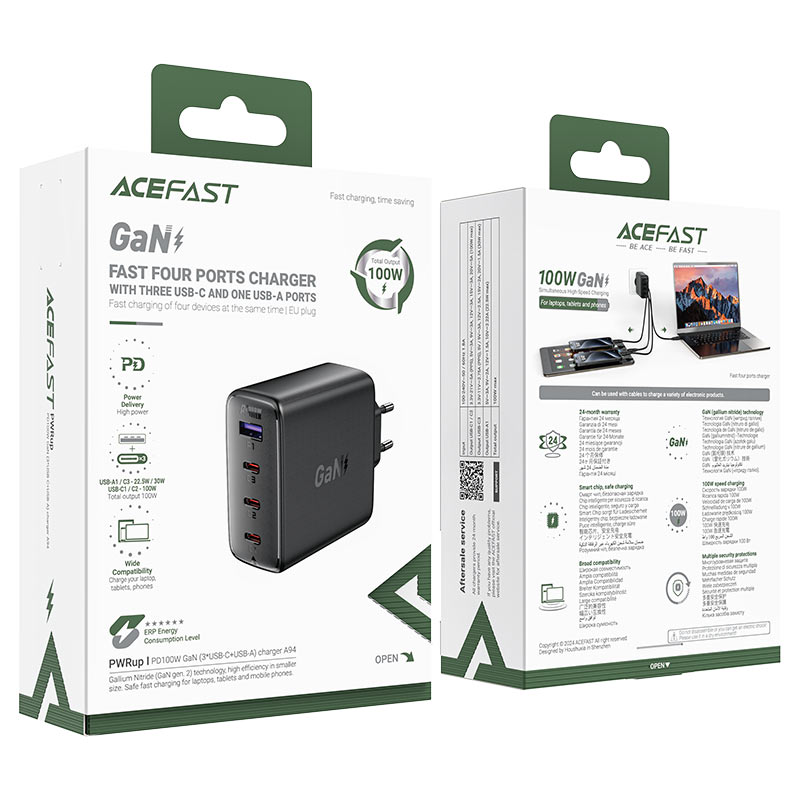 A94 PD100W GaN (3*USB C+USB-A) charger (EU)
