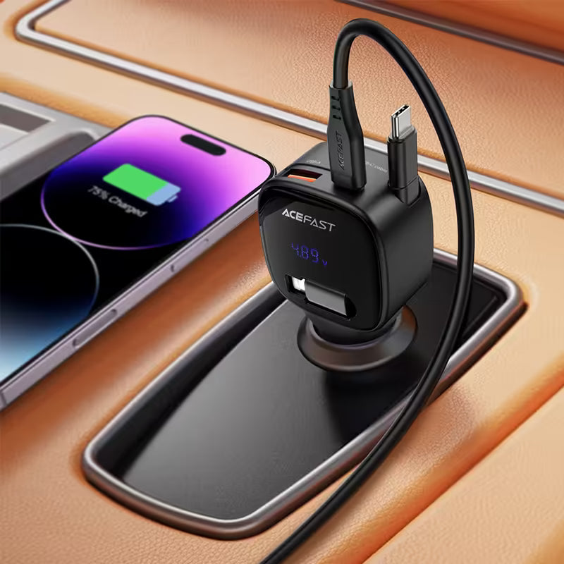 B17 95W car charger with  telescopic cable