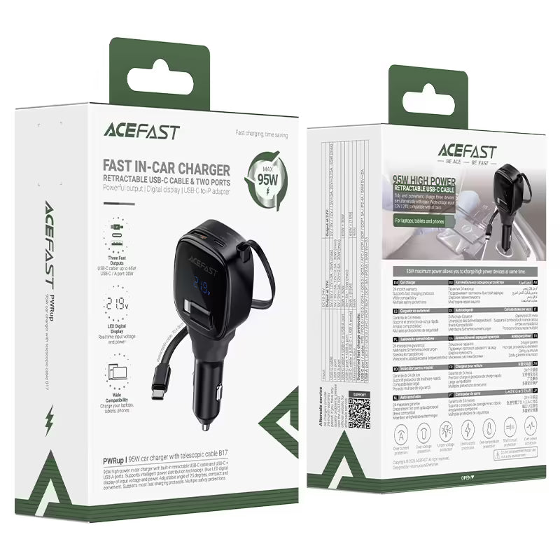 B17 95W car charger with  telescopic cable