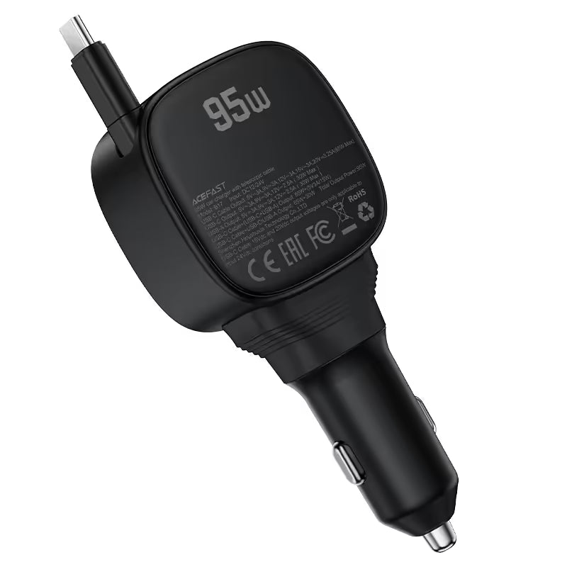 B17 95W car charger with  telescopic cable