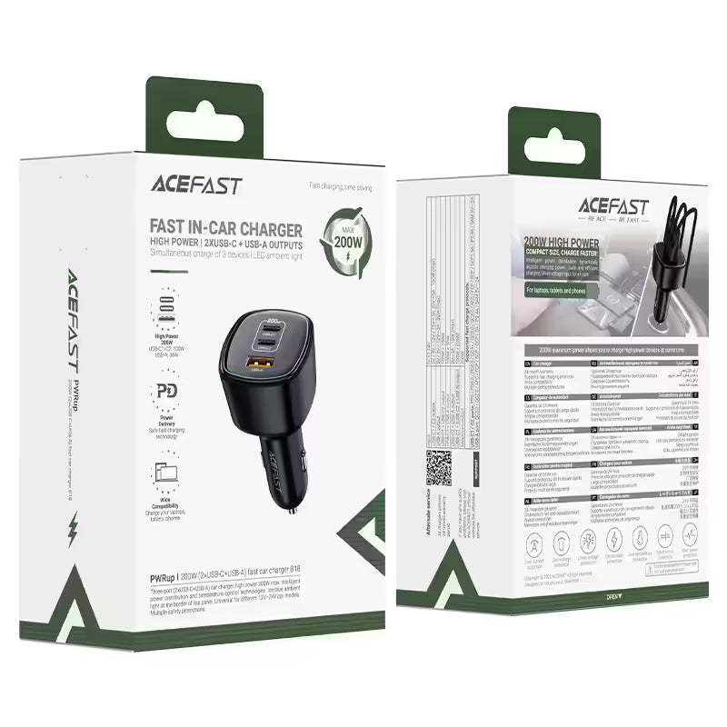 B18 200W(2USB-C+USB A)fast car charger