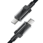 C12-03 USB-C to USB-C  transparent shell stainless  steel charging data cable