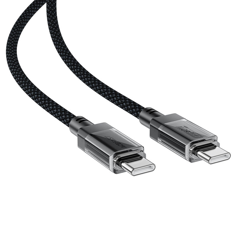 C12-03 USB-C to USB-C  transparent shell stainless  steel charging data cable