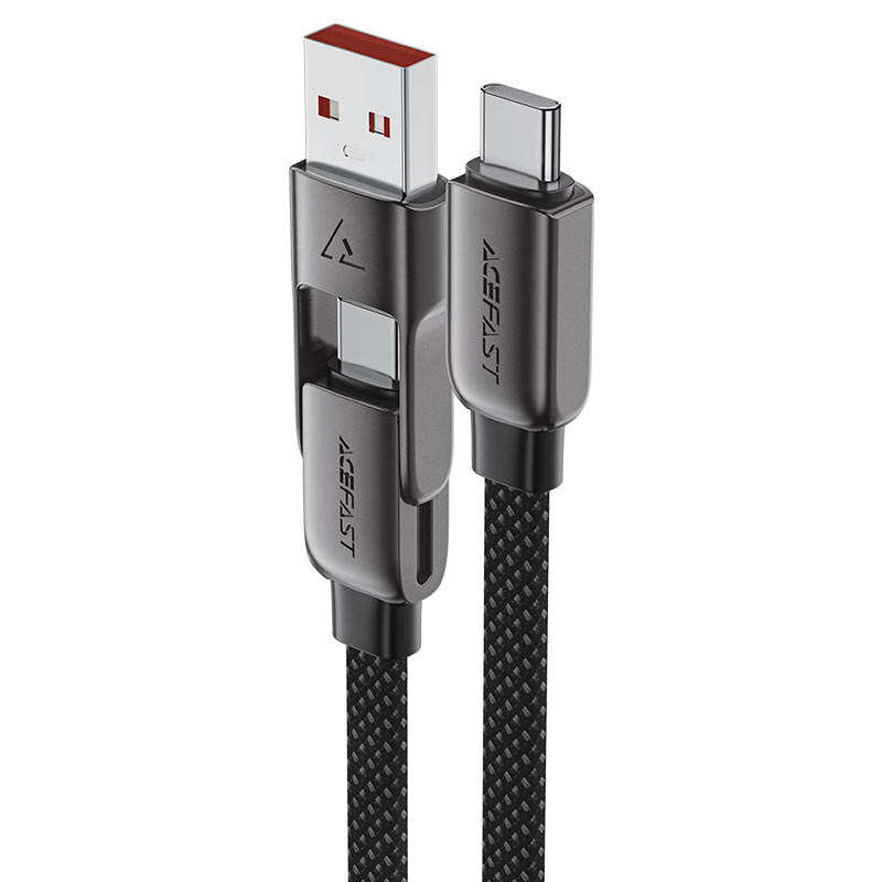 C13-04 USB-A/USB-C to  USB-C zinc alloy  connectors charging data  cable