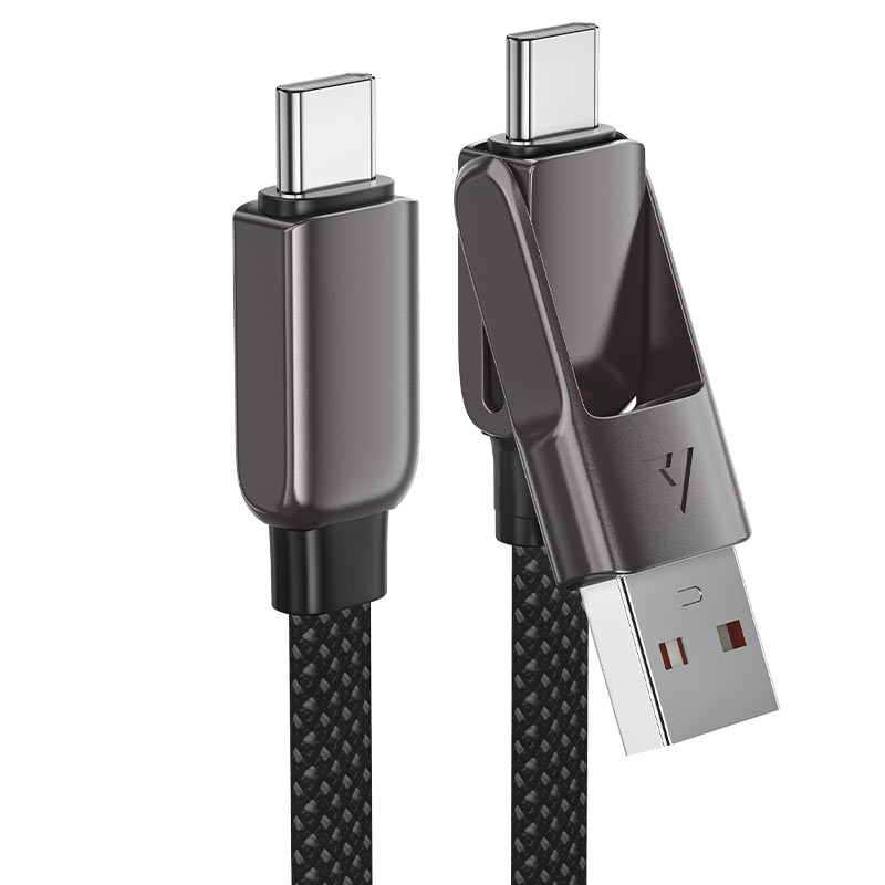 C13-04 USB-A/USB-C to  USB-C zinc alloy  connectors charging data  cable