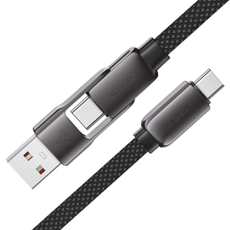 C13-04 USB-A/USB-C to  USB-C zinc alloy  connectors charging data  cable