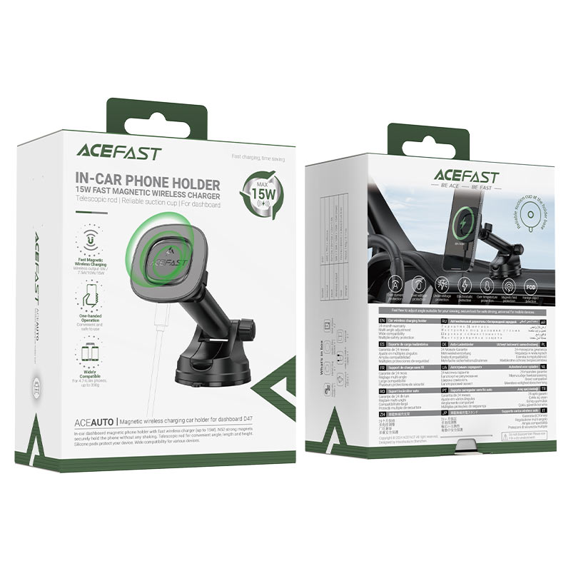 D47 magnetic wireless charging car holder for dashboard