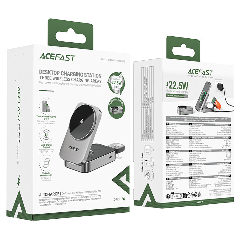 E22 Desktop 3-in-1  Wireless Charging holder