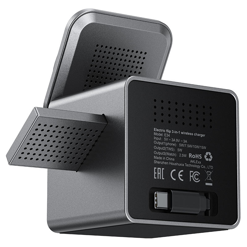 E34 electric flip 3-in-1  wireless charger