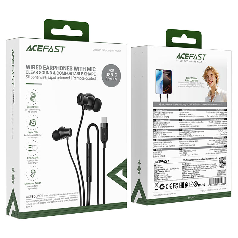 L10 USB-C in-ear silicone  wired earphones with mic