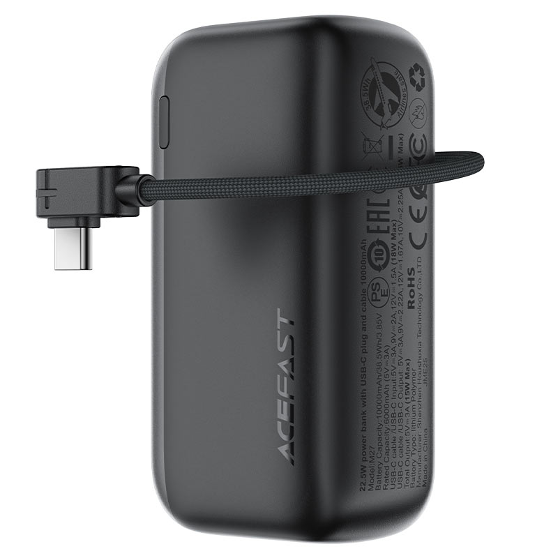 M27-10000 22.5W power  bank with USB-C port and  cable