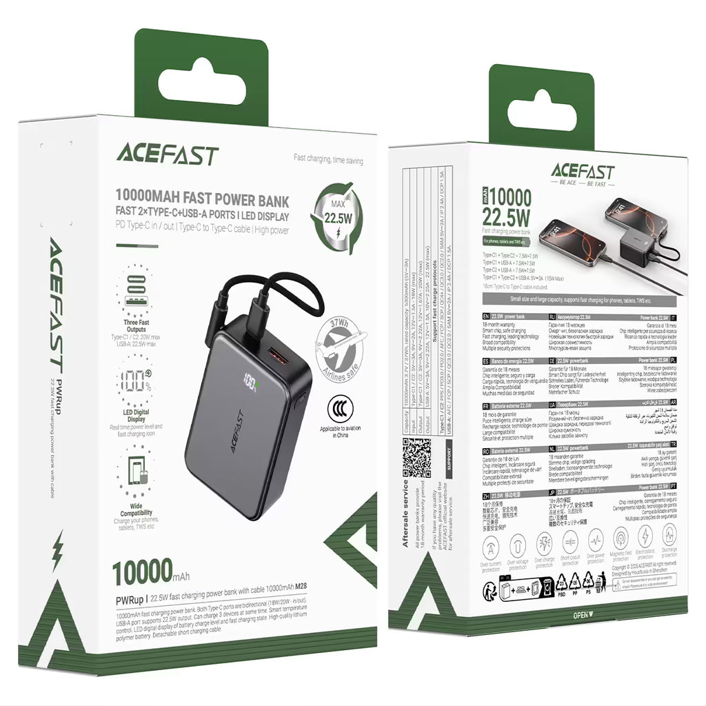 M28-10000 22.5W fast  charging power bank with  cable (CCC)