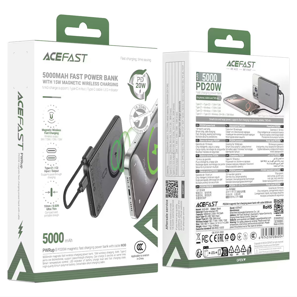 M30-5000 PD20W magnetic  fast charging power bank  with cable (CCC)
